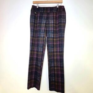 Lisette Montréal Dress Pants Women's 12 Pull-On Stretch Plaid Straight Leg